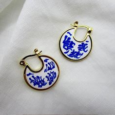 Marble Blue, Funny Dachshund, Solid Gold Earrings, Henna Tattoo Designs, Gold Rush, Enamel Earrings, Color Blending, Recycled Gold, Gift List