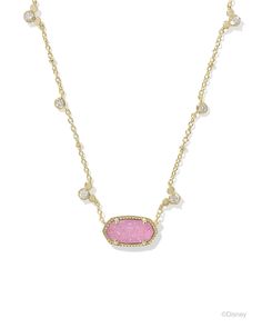 Experience the feeling of everyday magic with the Disney | Kendra Scott Gold Mickey Mouse Short Pendant Necklace in Hot Pink Drusy. Our signature pendant topped with Disney Mickey Mouse ears gets an extra dose of dazzle with a crystal-studded satellite chain. Timeless, iconic, and full of joy, this precious pendant will sprinkle a bit of extraordinary into your everyday looks. Metal 14k Yellow Gold Over Brass Material Hot Pink Drusy Closure Lobster Clasp W/ Single Adjustable Slider Bead Size 14" Kendra Scott Necklace Valentines, Kendra Scott Jewelry Necklaces, Kendra Scott Seashell, Kender Scott Necklaces, Pink Kendra Scott, Gold Mickey Mouse, Kendra Scott Necklace Elisa, Girly Christmas Gifts, Necklace Kendra Scott