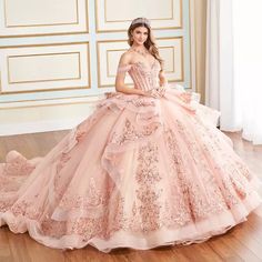 Pink Lace Appliques Quinceanera Dresses Beaded Tiered Ball Gown Corset Sweet 16.  "This pin contains affiliate links, which means I may earn a commission at no cost to you extra for you". 
 #affiliate #advertising" Princesa By Ariana Vara, Blush Pink Quinceanera Dresses, Quinceanera Dresses Damas, Blush Pink Quinceanera, Fairy Garden Birthday, Pink Quinceanera, Quinceanera Themes Dresses, Damas Dresses, Fairy Garden Birthday Party