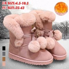 Item Type:BootsUpper Material:FlockBoot Height:AnkleClosure Type:Slip-OnBoot Type:Snow BootsToe Shape:Round ToeHeel Height:Low (1cm-3cm)Heel Type:Flat withSeason:WinterInsole Material:RubberPattern Type:SolidOutsole Material:RubberWith Platforms:YesPlatform Height:0-3cmLining Material:PlushShaft Material:FlockFashion Element:SewingSize:Foot length range Shoes insole length US EUR20.6-21cm(8.11-8.27in) = 21cm（=8.27in） =2.5 =3221.1-21.5cm(8.31-8.46in) =21.5cm（=8.46in） =3 =3321.6-22cm（8.50-8.66in) Plus Size Snow, Winter Boots Outfits, Boots Plus Size, Boots Fur, Boots On Sale, Wool Shoes, Cheap Boots, Clueless Outfits, Comfy Socks