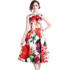 Summer Dress Printed Sleeveless A- Line-Aria Doejay Style Basic, Line Skirt, American People, Fabric Names, Types Of Skirts, Packing List, A Line Skirts, Waist Size, Sleeve Type