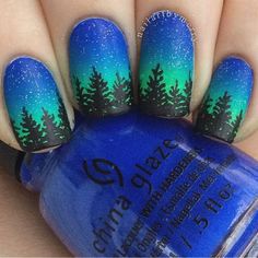 🌲Alaska Nights🌲 - I think these turned out good!:) - Product Alaska Nails Designs, Alaska Nails, Mountain Nails, Peel Off Base Coat, Opi Alpine Snow, 2025 Nails, Cruise Nails, Homer Alaska