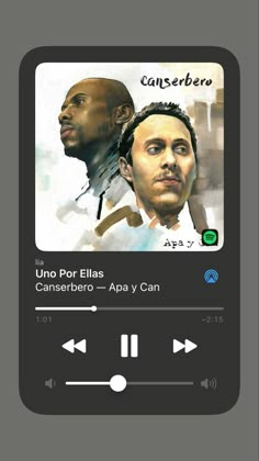 an mp3 player with the caption'uno por ellas'and another image of two men