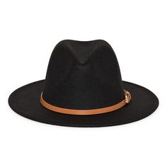 A.n.a's women's fedora is a chic cold-weather accessory to have on hand. Crafted from felt-like fabric with a contrast faux leather ribbon trim around the base, this hat is a must-have to wear with your favorite outfits.Features: Adjustable StrapsBase Material: 100% PolyesterLining: UnlinedCare: Spot CleanBrim Width: 2 1/2 InchCountry of Origin: Imported Elegant Felt Hat For Travel In Fall, Elegant Felt Hat For Fall Travel, Elegant Fall Travel Hat, Chic Adjustable Wool Hat, Black Felt Hat With Flat Brim, Chic Wool Hat Bands For Fall, Chic Wool Hat Band For Fall, Chic Wool Fedora For Fall, Chic Adjustable Winter Fedora