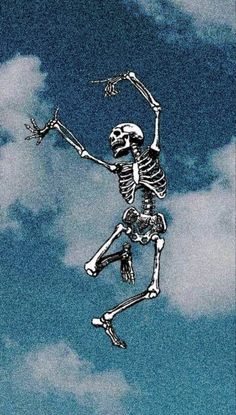 a skeleton is flying through the air