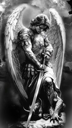 Angel Warrior Tattoo, Guardian Angel Tattoo Designs, Archangel Michael Tattoo, St Michael Tattoo, Michael Tattoo, Guardian Angel Tattoo, Archangel Tattoo, Christ Tattoo, Realistic Tattoo Sleeve