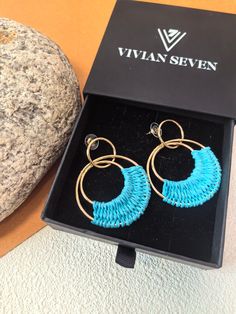 Vivian Seven Boho Gold Triple Circle Raffia Woven Drop Statement Hoop Earrings Statement Hoop Earrings, Boho Look, Precious Jewelry, Statement Earrings, Women's Jewelry, Circles, Gold Plate, In Style, Hoop Earrings