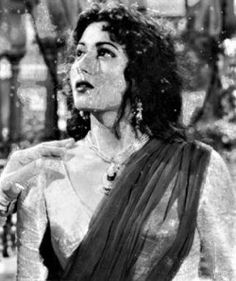 an old black and white photo of a woman in a dress looking off to the side