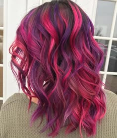 Red Hair With Pink Underneath, Purple And Pink Hair, Colourful Hair Ideas, Red Purple Hair, Unique Hair Color, Color Melts, Purple Hair Highlights, New Hair Color Trends, Hair Lookbook