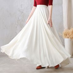 "you can wear it as a casual skirt for travelling, having a picnic with your friends, dating and shopping, Perfect for lazy days that you want to sustain a chic and stylish appearance. DETAIL * More colors available https://etsy.me/3yhKdBt * cotton linen skirt * off white skirt with liner * Elastic Waistband * High waist skirt * Pleated waistband * Ankle length * Plus size skirt, causal skirt * Perfect for Summer, spring and Autumn * Machine Washable in Warm/Cold Water/Do not bleach /Mid-iron /H White Relaxed A-line Skirt, White Pleated Wide Leg Maxi Skirt, White Non-stretch Lined Skirt, White A-line Lined Skirt, White A-line Pleated Skirt, White Relaxed Fit A-line Skirt, Non-stretch Solid Maxi Skirt, Non-stretch Full Maxi Skirt, White A-line Pleated Lined Skirt