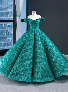 Look distinct and stylish among others with this breathtaking and timeless green ball gown. Its calming color with a remarkable style would make you look just like a princess. Grab your dream dress to let you feel just like a princess and steal the spotlight in the crowd. Timeless Prom Dress, Burgundy Ball Gown, Green Quinceanera, Green Ball Gown, Green Quinceanera Dresses, Floor Length Prom Dress, Sweet 15 Dresses, Prom Fashion, Pink Ball Gown