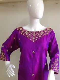 Pure silk kurta with hand embroidery available in custom colors. The kurta can be dyed in the color of your choice and will be custom fitted to your measurements. We will send you the measurements form once you place your order. We can also make it in a standard size if you prefer. Please feel free to convo me with any questions you have. Silk Kurta With Resham Embroidery For Diwali, Festive Silk Kurta With Resham Embroidery, Chanderi Kurta With Multicolor Embroidery And Gota Work, Semi-stitched Silk Kurta With Dori Work, Silk Thread Salwar Kameez With Dabka Work For Diwali, Festive Straight Kurta Embroidered Top, Silk Thread Kurta With Dori Work For Designer Wear, Designer Silk Thread Kurta For Eid, Designer Silk Kurta With Dori Work