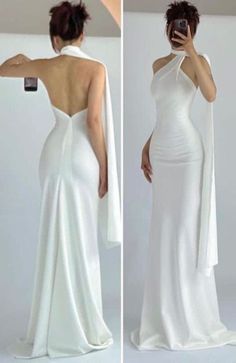 White Party Dress Long, White Prom Dress Long, Mode Harajuku, Mermaid High, White Party Dress, Stile Hijab, Prom Dress Inspiration, White Dress Party