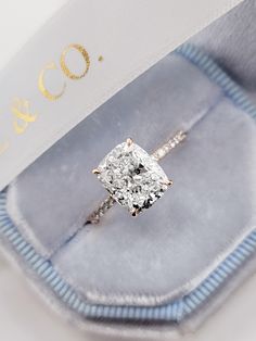 3.56 Carats Lab Grown Elongated Cushion Cut Micropaved Side Stones Hidden Halo Diamond Engagement Ring - BenzDiamonds Elongated Cushion Cut Engagement Ring, Dream Wedding Ring, Elongated Cushion Cut, Cute Engagement Rings, Cushion Cut Engagement, Elongated Cushion, Future Engagement Rings, Cushion Engagement Ring, Cushion Cut Engagement Ring