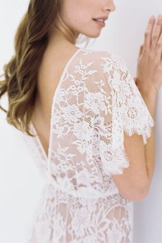 Margot Midi lace kimono robe in Ivory Style R146 | Etsy Lace Back Low Back Dress For Wedding, Wedding Dress With Lace And Low Back, Bridal Gown With Lace Back, Bride's Gown With Lace Back, V-neck Scalloped Lace Dress For Wedding Night, Delicate Fitted Dress For Wedding Night, Delicate Lace Dress For Wedding Night, White Gown With Scalloped Lace, Delicate Lace Gown For Ceremonies