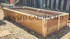 raised garden bed with gravel in the foreground and text overlay that reads raised garden bed