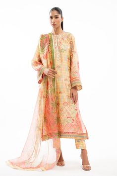 Aliza Organza Kurta, Sania Maskatiya, Printed Organza, Gota Work, Designer Name, Silk Trousers, Eid Collection, Organza Dupatta, Silk Dupatta