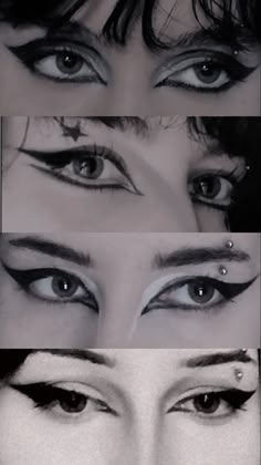 ig: @istharaix #goth #eyeliner #alt Tradgoth Eye Makeup, Raven Eye Makeup, Everyday Alt Makeup Looks, Alt Makeup Lips, Alt Eyeliner Ideas, Traditional Goth Makeup Tutorial, Beginner Trad Goth Makeup, Goth Makeup Looks Trad, Simple Alt Eyeliner