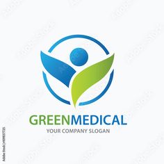 green medical logo with leaves and people