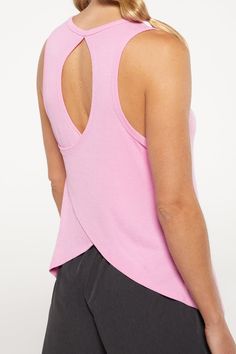 We think you’ll be tickled pink at the sight of this three-piece set: a ribbed tank top with a draped keyhole back, stretch woven shorts with a smocked waist, and a high-impact bra with molded cups and adjustable straps. Solid Cross Back Activewear For Summer, Cross Back Activewear For Summer, Seamless Summer Tops With 4-way Stretch, Summer Tops With Built-in Bra For Workout, Stretch Workout Top With Ruched Back, Spring Sporty Activewear With Cross Back, Sporty Spring Activewear With Cross Back, Pink Spring Activewear With Built-in Bra, Trendy Stretch Cross Back Tops