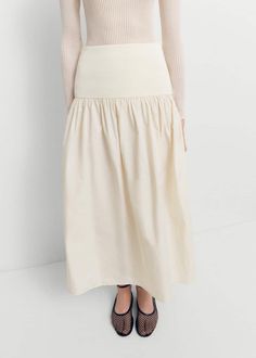 Elastic panel flared skirt -  Women | Mango USA Mango Skirt, Mango Women, Silk Scarfs, Silk T Shirt, Modest Summer Outfits, Contemporary Wardrobe, Modest Summer, Midi Flare Skirt, Mango Outlet