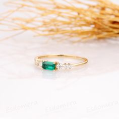 ※ Metal Type: 14k White/ Yellow/ Rose Gold ※ Center Stone: Lab Created Emerald (Green-5A/VVS) ※ Carat Weight: Baguette Cut 3x5mm - 0.13ct ※ Side Stones: Round Cut Moissanite - 0.17ctw (F/VVS1) ※ Band Width: 1.2mm ※ Band Thickness: 1.1mm ※ Height(From the stone to the finger): 3.1mm ※ SKU: ESR1593 ※ Accessories: *Shipped with beautiful ring box; *Directly price from Manufacturer, 1/3 the price from Jewelry Store; ※ Buy with Warranty: 1) 15 Days Money Back Guarantee; 2) Excellent Customer Service; 14k Gold Emerald Ring For Wedding, May Birthstone, 14k Gold Emerald Cut Emerald Ring For Wedding, Wedding Emerald Ring In 14k Yellow Gold, Wedding 14k Yellow Gold Emerald Ring, Wedding Yellow Gold 14k Emerald Ring, Emerald Birthstone Ring In Yellow Gold For Wedding, Yellow Gold Emerald Birthstone Ring For Wedding, 14k Gold Emerald Wedding Ring, May Birthstone Ring For Wedding In 14k Gold