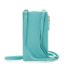 A miniature marvel of form and function, the Paris Phone Pouch holds all your necessary essentials securely in style. Made of gorgeous Italian leather in an aqua blue hue, it stores any sized phone in the main compartment, plus there’s also three credit card/ID pockets. Securing your phone in place with a top flap snap, this crossbody-style bag also has a side zipped section for keys and other must-haves. The Paris is perfect for a night out when a little bag goes a long way — just toss the adju Blue Phone Bag With Cell Phone Pocket For On-the-go, Blue Leather Phone Bag For Travel, Blue Leather Phone Bag With Cell Phone Pocket, Versatile Blue Phone Bag With Removable Pouch, Turquoise Rectangular Wallet For Everyday Use, Blue Rectangular Wallet With Mobile Phone Bag, Blue Versatile Phone Bag For Everyday Use, Versatile Blue Phone Bag For Everyday Use, Versatile Everyday Blue Phone Bag