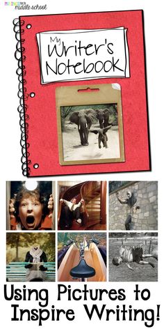 a book cover with pictures of animals and the words, using pictures to inspire writing