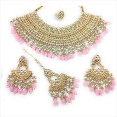 Gold Rodium Polish Pink and Majenta color Necklace in Metal Alloy studded with CZ Diamond, Pearl Luxury Pink Temple Jewelry Style Kundan Necklace, Luxury Pink Kundan Necklace In Elegant Style, Luxury Pink Kundan Necklace For Wedding, Types Of Handbags, Latest Handbags, Kundan Necklace Set, Jewelry Set Design, Color Necklace, Kundan Necklace