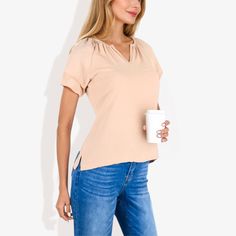 Elevate your everyday style with the Anna-Kaci Women's Short Sleeve V-Neck Blouse, a chic piece that combines comfort with elegance. This blouse is designed to flatter with its V-neckline and adds a playful touch with double layer ruffle sleeves.

- Size: X-Large
- Color: Beige
- Material: Lightweight, breathable fabric
- Gender: Female
- Age Group: Adult

Ideal for a variety of occasions, from casual outings to more formal gatherings, this blouse pairs effortlessly with jeans, skirts, or tailor Chic Split Neck Top For Brunch, Casual V-neck Top With Short Sleeves For Brunch, Feminine Solid Color V-neck Blouse, Solid Feminine V-neck Blouse, Beige V-neck Blouse For Day Out, Feminine Beige V-neck Top, Solid Color Feminine V-neck Top, Spring V-neck Short Sleeve Top For Work, Gathered Neckline