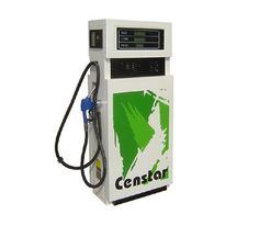 an electric vehicle charging station with green and white paint on it's back side