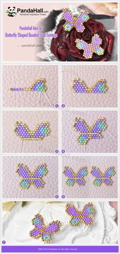 the instructions for how to make beaded butterfly brooches with beads and sequins