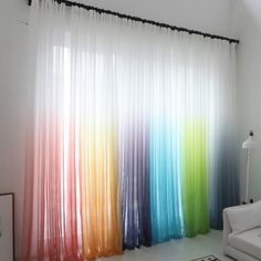 the curtains are colored in different colors