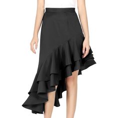 Black Ruffle Hem Irregular Mermaid Skirt