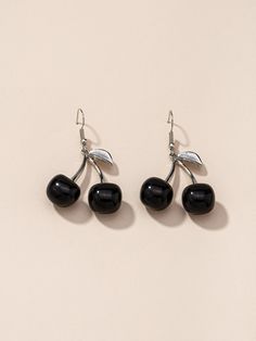 Cherry Drop Earrings, Cherry Earrings, Fruit Earrings, Dangly Earrings, Black Earrings, Black Cherry, Fashion Accessories Jewelry, Boutique Jewelry, Cute Earrings