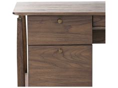 a wooden table with two drawers on it's sides and one drawer open to the side