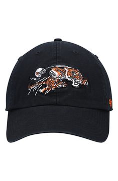 Stay committed to the Cincinnati Bengals as you express your fandom in this Clean Up Legacy adjustable hat from '47. The unstructured, relaxed design of this cap acts as the perfect canvas for the bold Cincinnati Bengals graphics displayed on the crown. You'll love sporting this piece of headwear on game day, or every day. Material: 100% Cotton Low crown Unstructured relaxed fit Curved bill Adjustable fabric strap with snap buckle One size fits most Six panels with eyelets Woven clip tag Embroid Cotton Dad Hat For Game Day, Fan Merchandise Baseball Cap With Curved Brim, Cotton Baseball Cap For Game Day, Cotton Dad Hat Baseball Cap For Game Day, Adjustable Dad Hat With Curved Brim For Sports Fans, Sports Fan Cotton Hat For Fan Merchandise, Sports Fan Hat In Cotton For Fan Merchandise, Sports Fan Cotton Hat, Adjustable Dad Hat With Curved Visor For Fan Gear