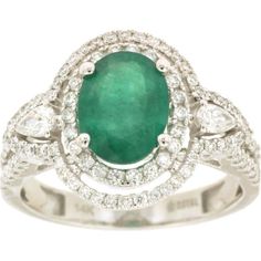 Radiant Royal 14K White Gold Emerald and Diamond Ring - Exquisite Elegance Unveiled Elegant Round Emerald Ring Gia Certified, Elegant Round Emerald Ring, Gia Certified, Elegant Emerald Ring With Round Cut, Elegant Gia Certified Round Emerald Ring, Timeless Green Wedding Dress For Formal Occasion, Elegant Emerald Ring For May Birthstone And Formal Events, Elegant Formal Emerald Ring For May Birthstone, Formal Elegant Gia Certified Emerald Ring, Elegant Emerald Birthstone Ring