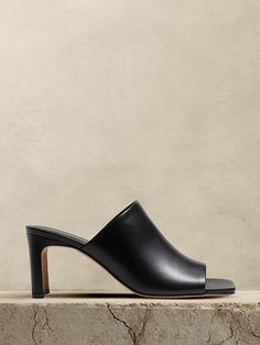 Lucca Leather Square-Toe Mule | Banana Republic Professional Wear, Lucca, Italian Leather, Mule, New Style, Block Heels, Banana Republic, Slides, Leather Upper