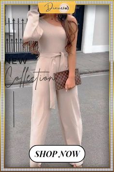 One Shoulder Split Sleeve Jumpsuit Split Sleeve, Simple Accessories, Weekend Wardrobe, Jumpsuit With Sleeves, One Shoulder, Split, Wide Leg, Jumpsuit, Heels