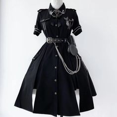 【軍服】フロントボタンアーミーテイストスプリットワンピース - Belchic Military Uniform Design, Op Dress, Old Fashion Dresses, Dress Design Sketches, Split Dress, Fashion Design Drawings, Military Uniform, Really Cute Outfits, Fancy Outfits