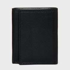 Carry your cards and money in comfortable style with this Extra-Capacity Trifold Wallet from Goodfellow & Co™. This tri-fold wallet features multiple card slots, ID pocket and a bill compartment, while the tri-fold design lends it a non-bulky feel, making it easier to slip in the front or rear pockets of your trousers. Best of all, it features RFID blocking that helps prevent your cards and IDs from digital theft. Showcasing a faux-leather finish in black, it's sure to bring classic style to you Modern Trifold Travel Wallet, Trifold Wallet With Interior Card Slots For Everyday Use, Trifold Wallet With Interior Card Slots, Leather Trifold Card Holder, Classic Black Trifold Rectangular Wallet, Classic Black Rectangular Trifold Wallet, Classic Black Trifold Wallet With Card Slots, Black Trifold Card Holder With Interior Slots, Modern Black Trifold Wallet With Card Slots