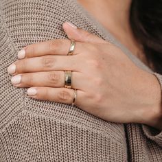 Handcrafted by our team of skilled artisans and made from 100% recycled gold, The Rosalind is a signature yellow gold stacking ring. The delicate hammered texture, inspired by the Rosalind moon, is paired with the longevity and brilliance of ethical gold. A new take on an everyday classic - this yellow gold stacking ring is the perfect staple for everyday wear and pairs effortlessly with any ring stack. Hammered Yellow Gold Ring Features: 100% recycled 10k or 14k yellow, rose or white gold ring