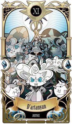 an image of the tartanyann card with many different characters on it, including cats