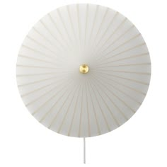 a white umbrella with gold accents on the top is shown in front of a white background