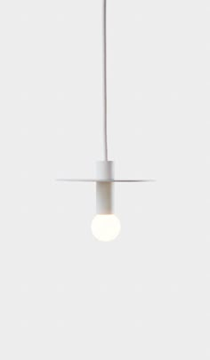 a white light hanging from the ceiling