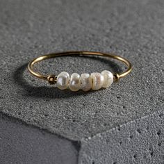 Pearl Ring Ring With Pearls, Pearl Ring Gold, Dainty Gold Ring, Dainty Initial Necklace, Gold Pearl Ring, Pearl Gifts, Dainty Gold Rings, Constellation Necklace, Gold Rings Jewelry