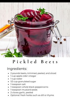 pickled beets in a jar with ingredients