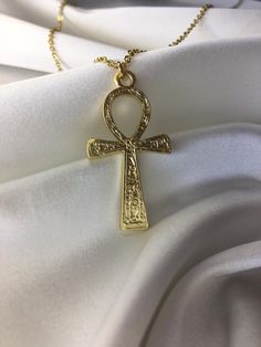 Gold plated Ankh Necklace with Symbols- Egyptian Myth- Gift for her - Birthday gift  Does not tarnish! Ahnk Symbol Necklace, Gold Ankh Necklace, Ankh Jewelry, Egyptian Pendant, Dope Jewelry Accessories, Egyptian Necklace, Ankh Necklace, Earthy Jewelry, Teeth Jewelry