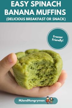 an easy spinach banana muffins recipe with text overlay